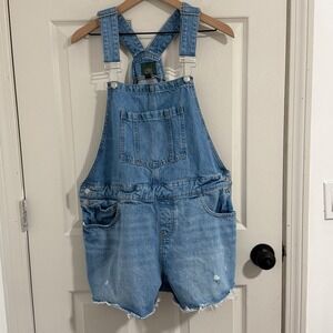 Wild Fable Short Overalls Womens XL Light Wash Denim Shortalls Blue Cottagecore